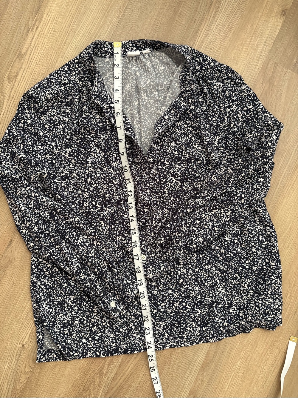 GAP Split Neck Boho Floral Print Peasant Blouse Navy & White, Women’s Small EUC